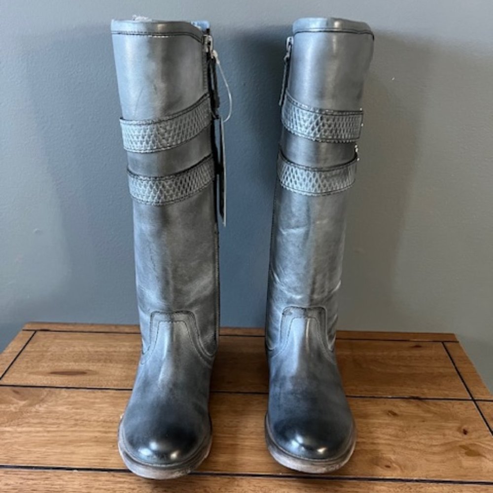 ROAN Leather Tall Shaft Boots Size 7 Color Grey/ White